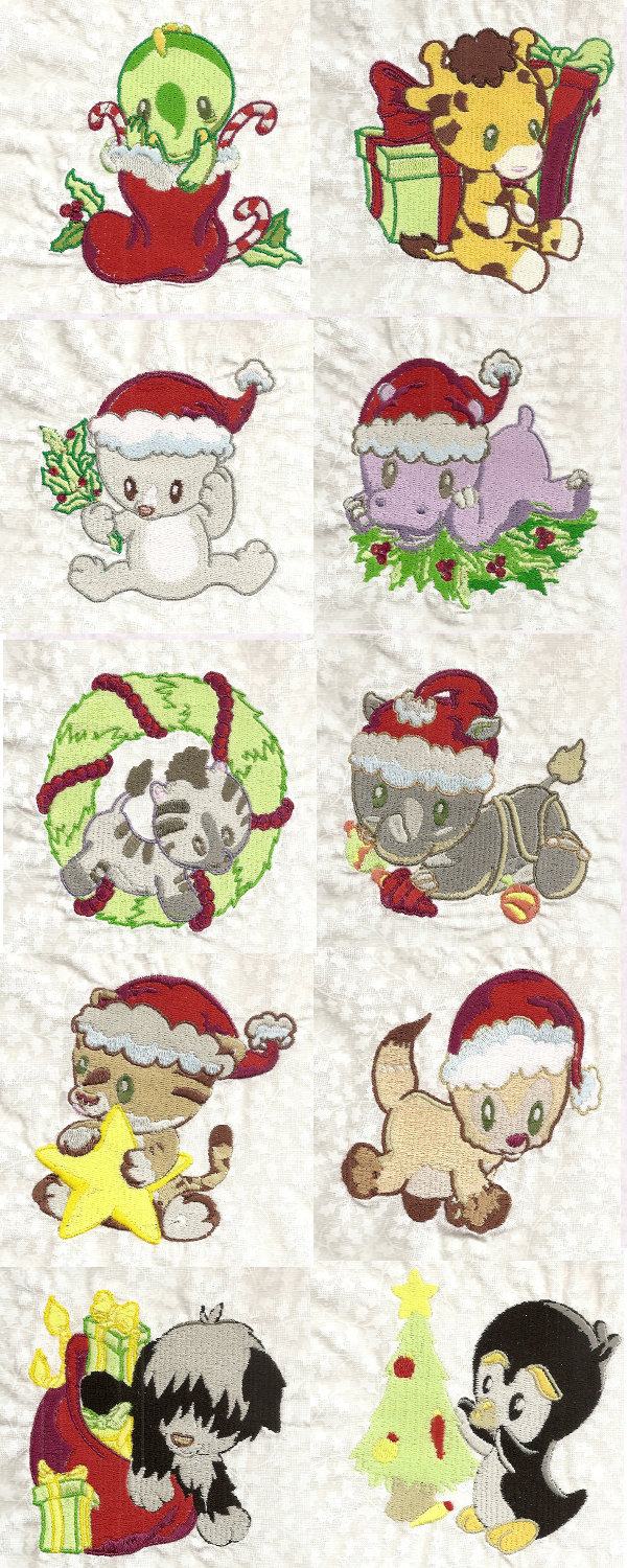 littlechristmasanimals2 machine embroidery contact sheet