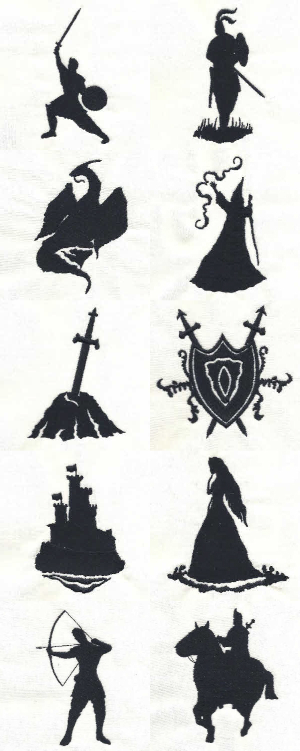 Medieval Silhouettes Embroidery Machine Design Details