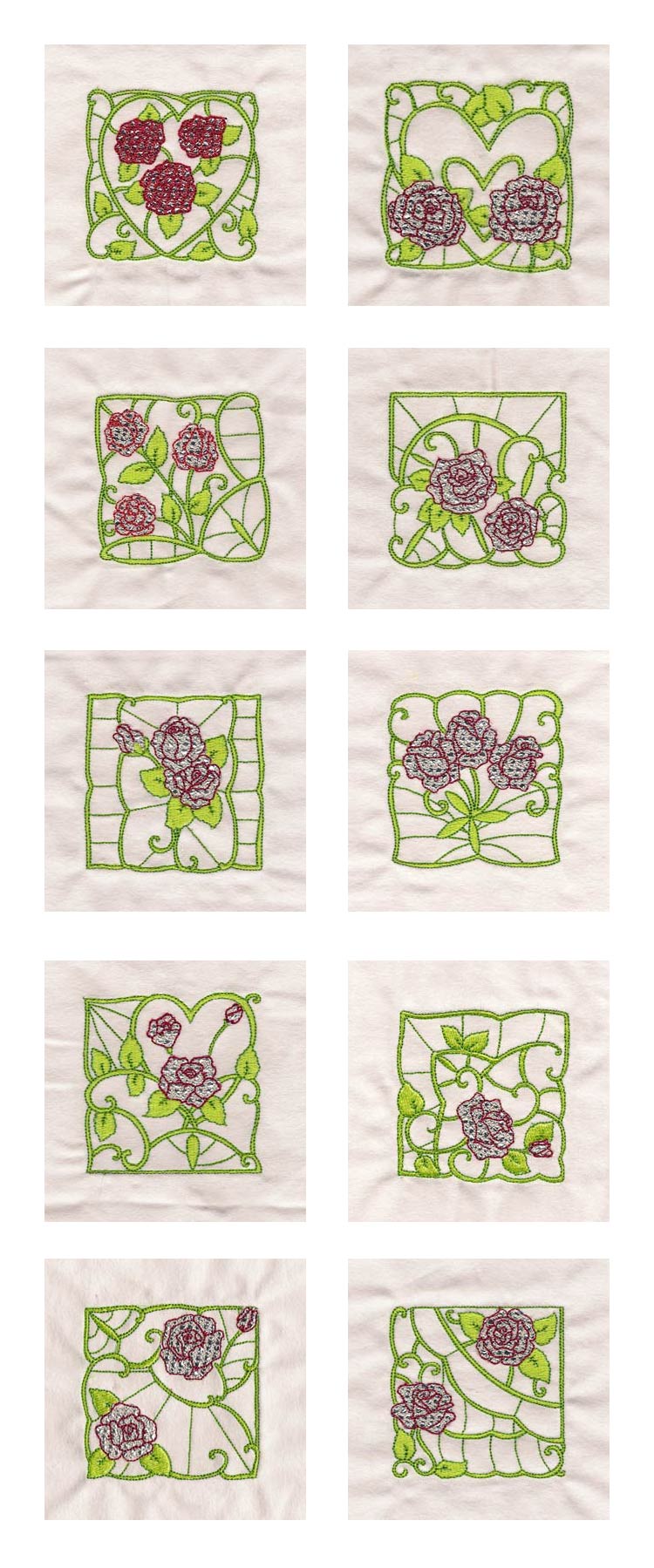 Mylar Rose Blocks Embroidery Machine Design Details