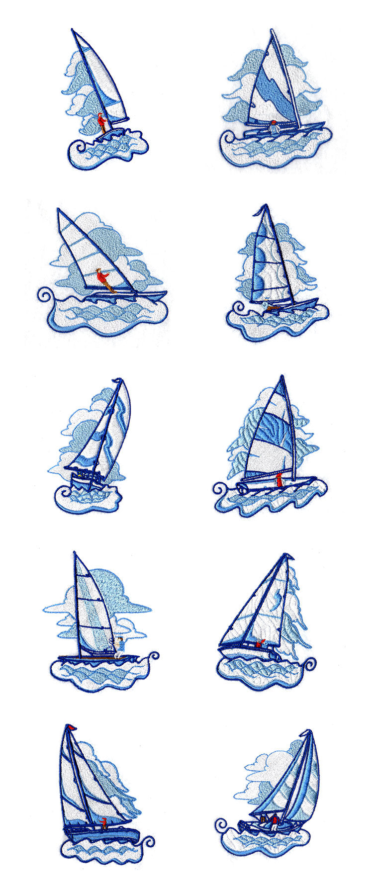 Sailboats Embroidery Machine Design Details