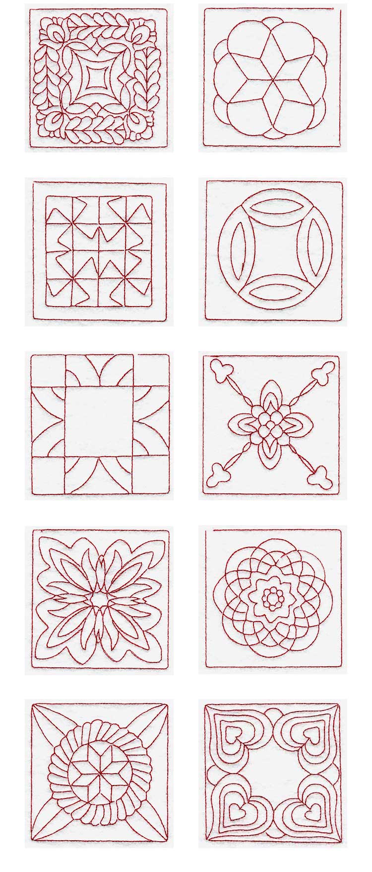 Trapunto Quilt Blocks 1 Embroidery Machine Design Details