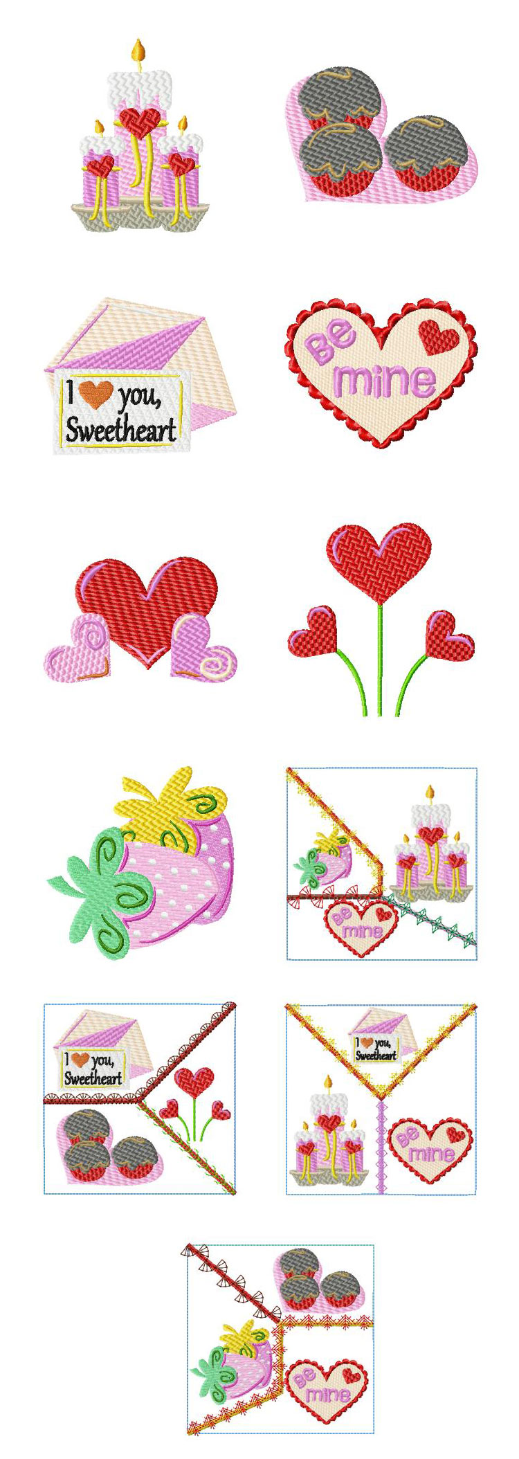 Valentine Treats Embroidery Machine Design Details