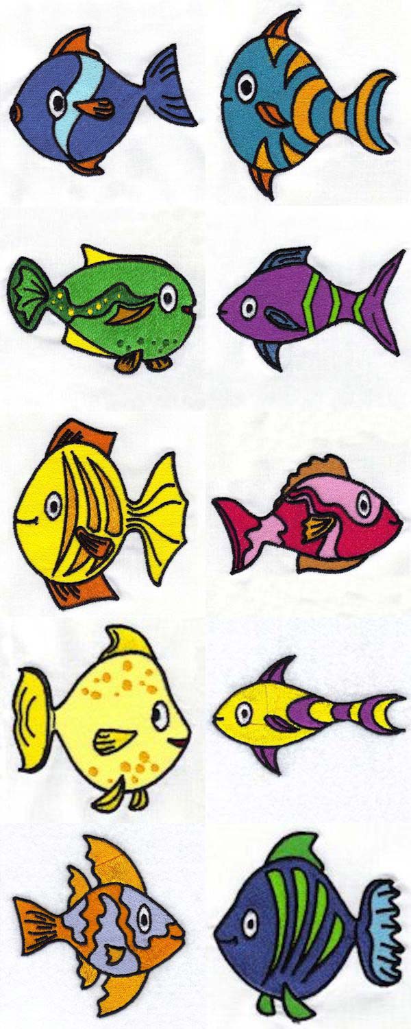 Whimsical Fish Embroidery Machine Design Details